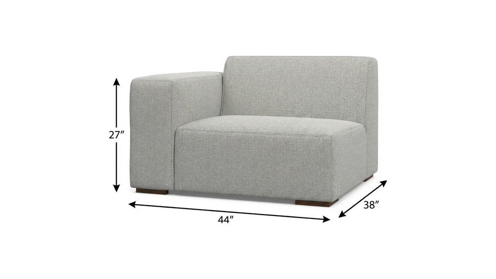 44" Gray Fabric Modular Sofa With Brown Legs
