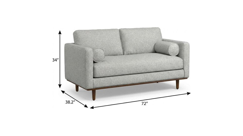 72" Gray Fabric Sofa With Ottoman With Brown Legs