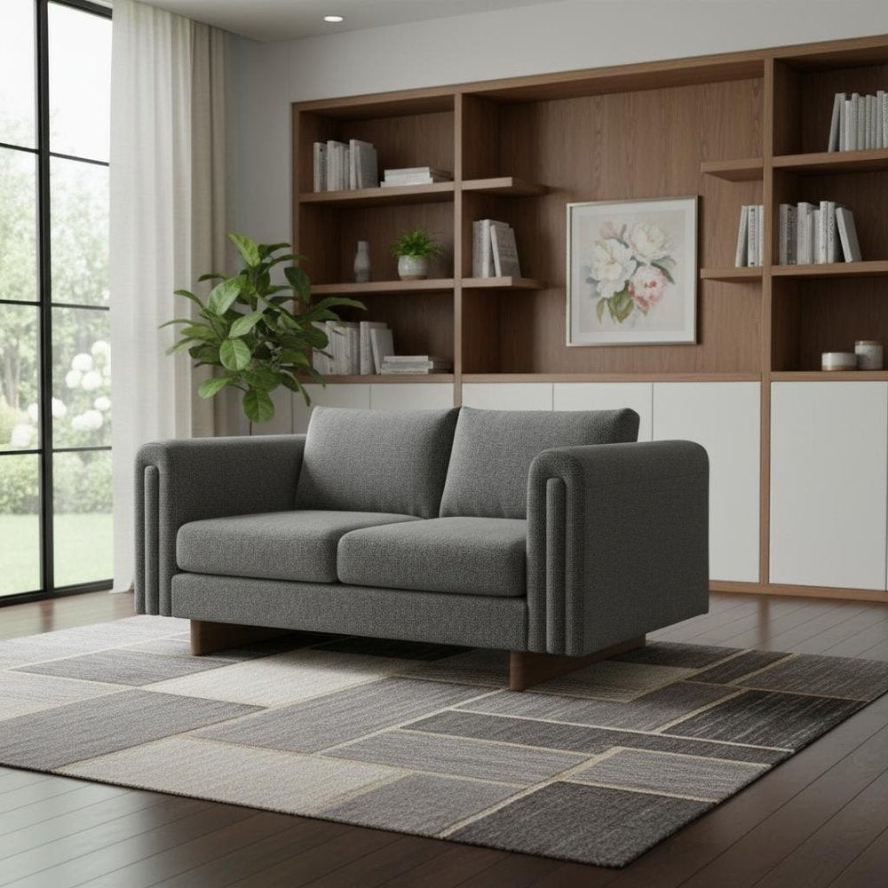 61" Dark Gray Fabric Sofa