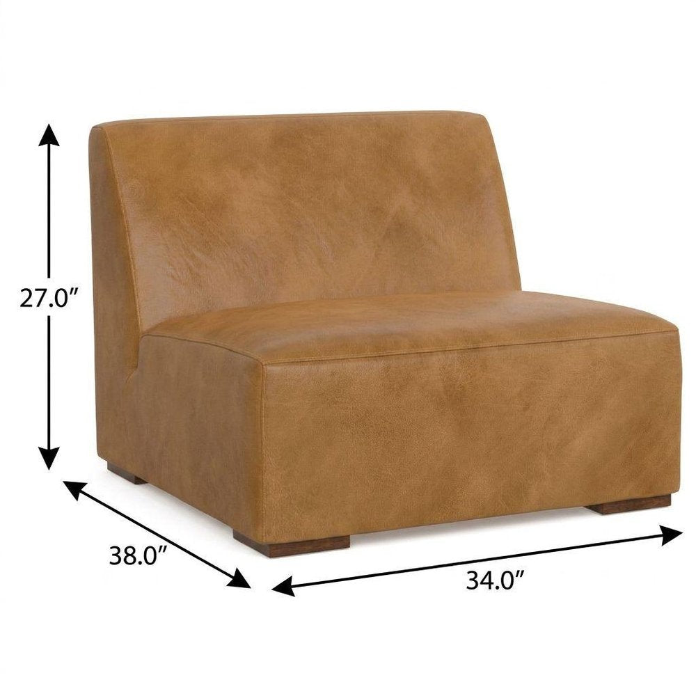 34" Sienna and Brown Leather Arm Chair