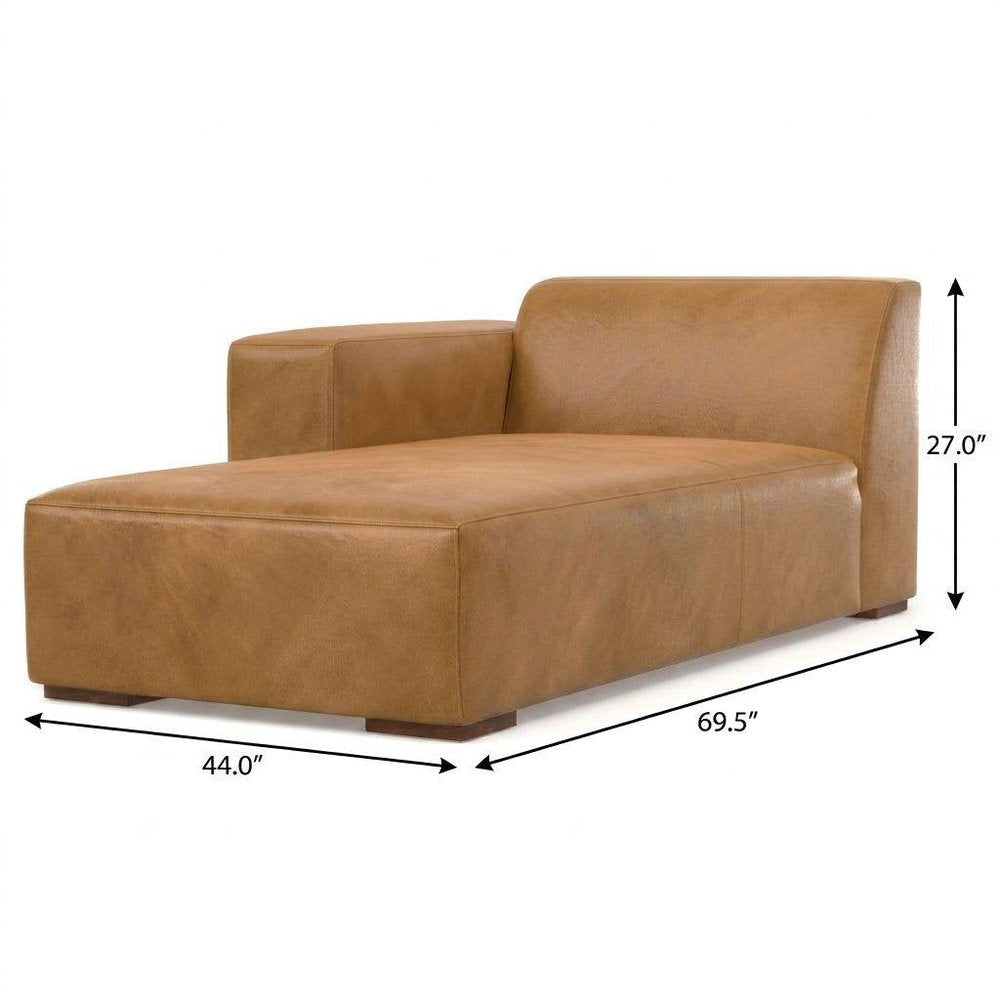 44" Sienna and Brown Leather Arm Chair