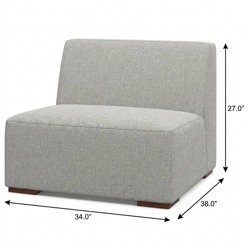 34" Gray and Brown Fabric Arm Chair