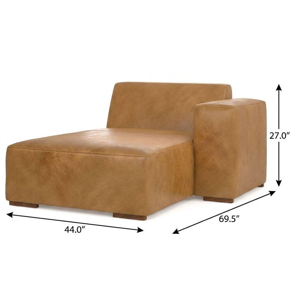 44" Sienna and Brown Leather Arm Chair