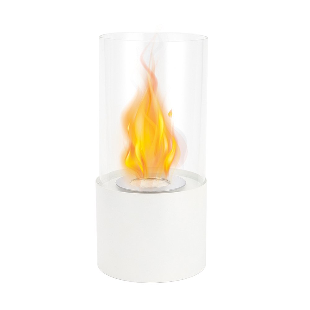 5" White Glass Free Standing Ethanol Fireplace