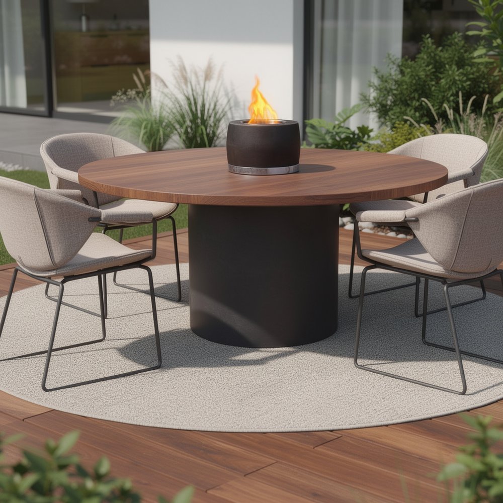 5" Black And White Bioethanol Portable Tabletop Firepit