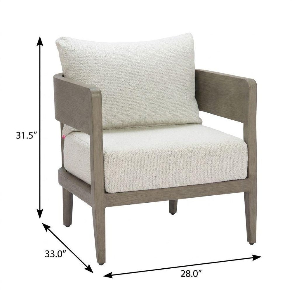 28" Beige Upholstered Arm Chair