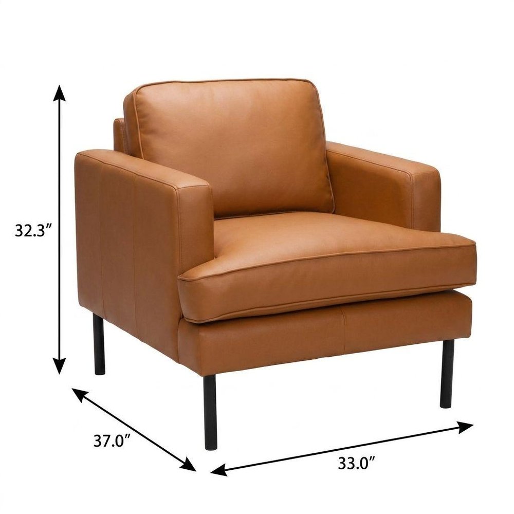 33" Brown And Black Faux Leather Upholstered Arm Chair