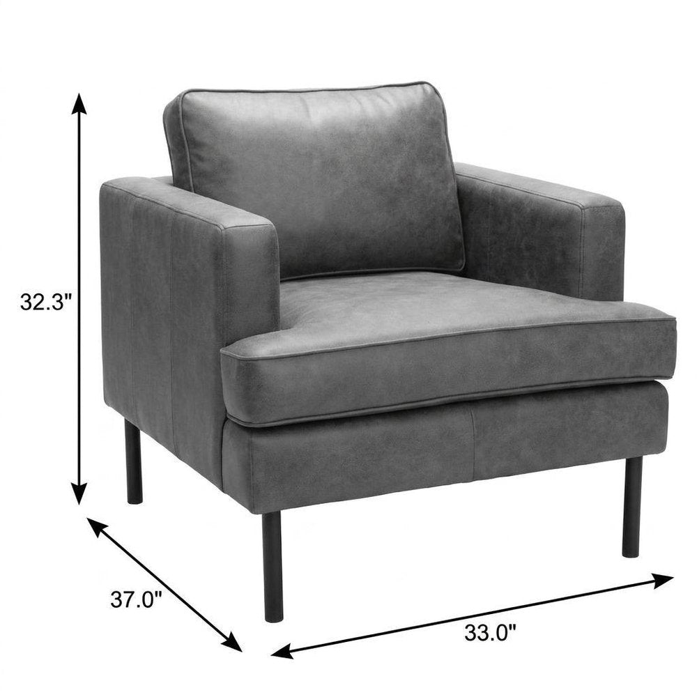 33" Gray Upholstered Arm Chair