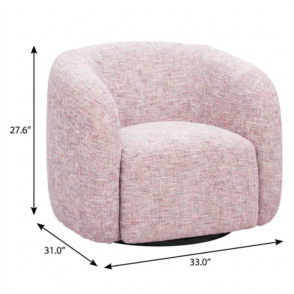 33" Pink Upholstered Swivel Arm Chair