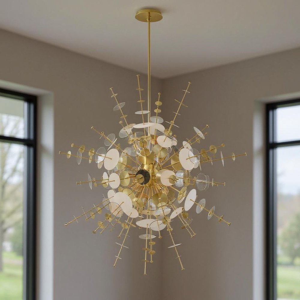 Twelve Light Dimmable Chandelier With Shades