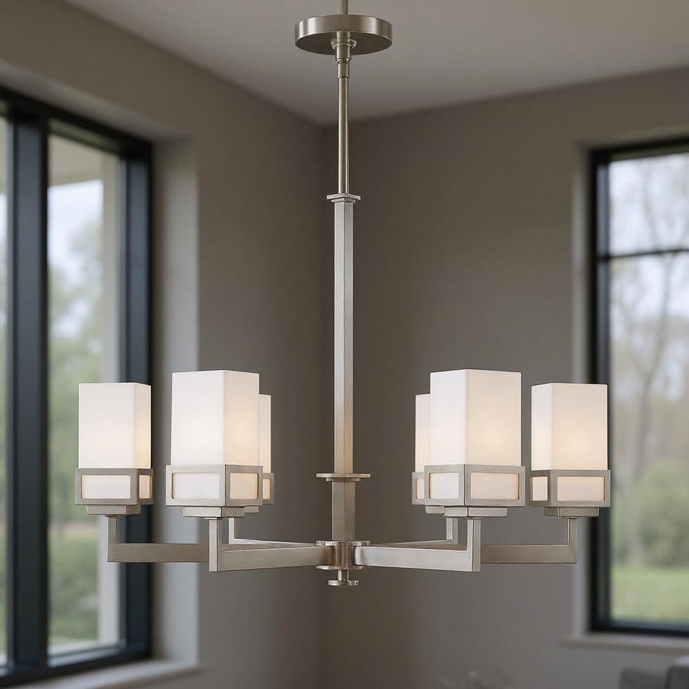 Six Light Dimmable Chandelier With Shades