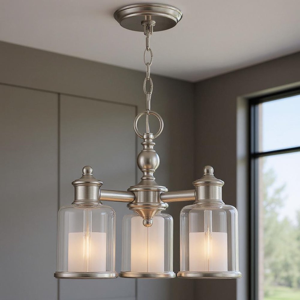 Three Light Dimmable Chandelier With Shades