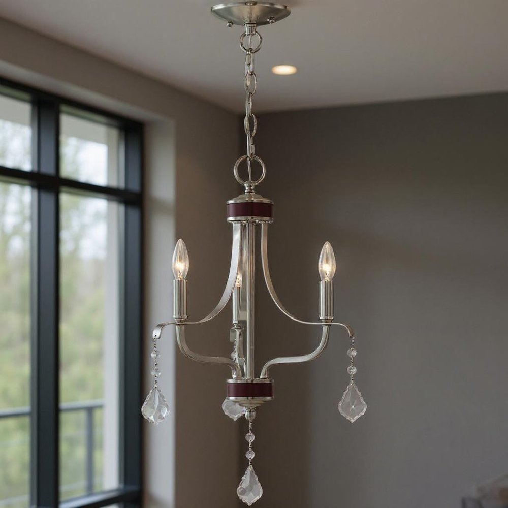 Three Light Dimmable Chandelier With Shades