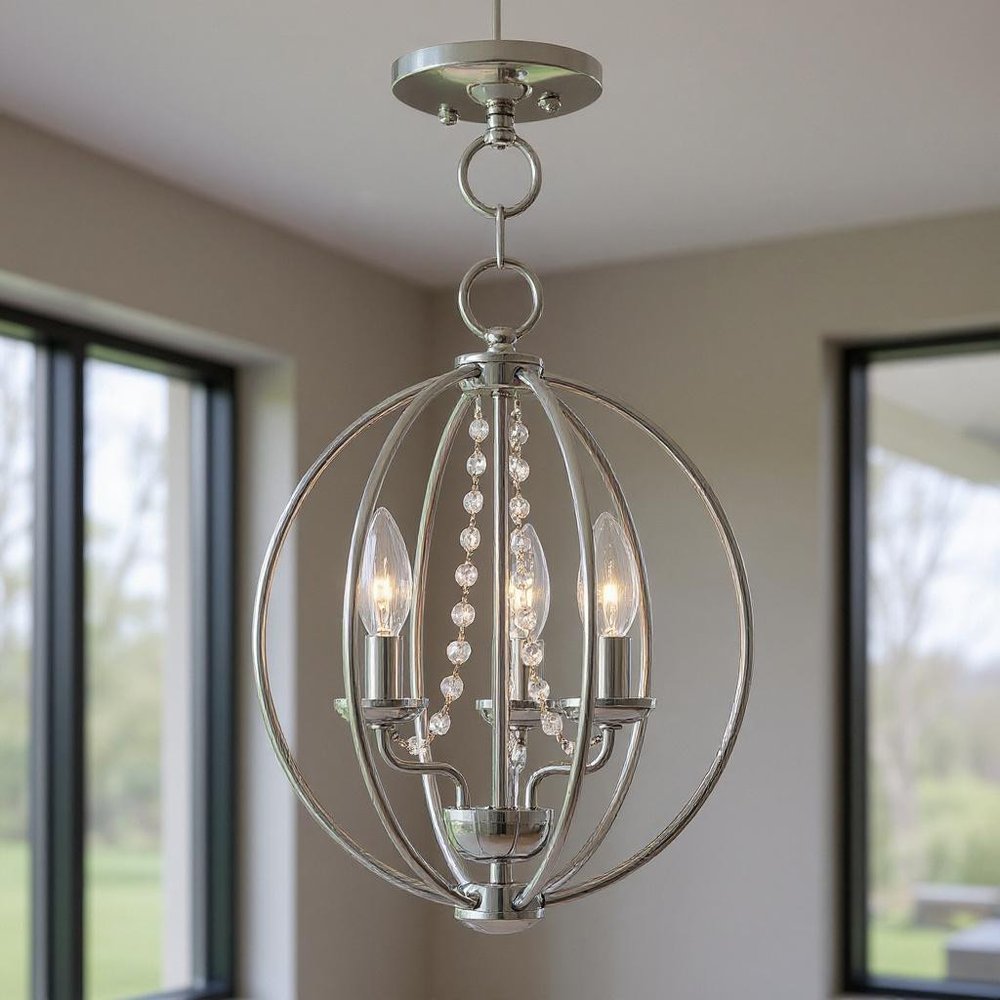 Three Light Dimmable Chandelier With Shades