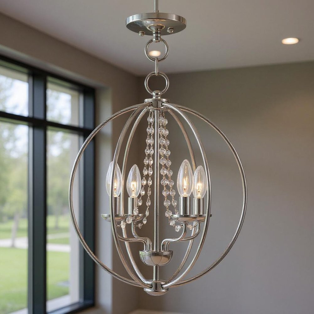 Four Light Dimmable Chandelier With Shades