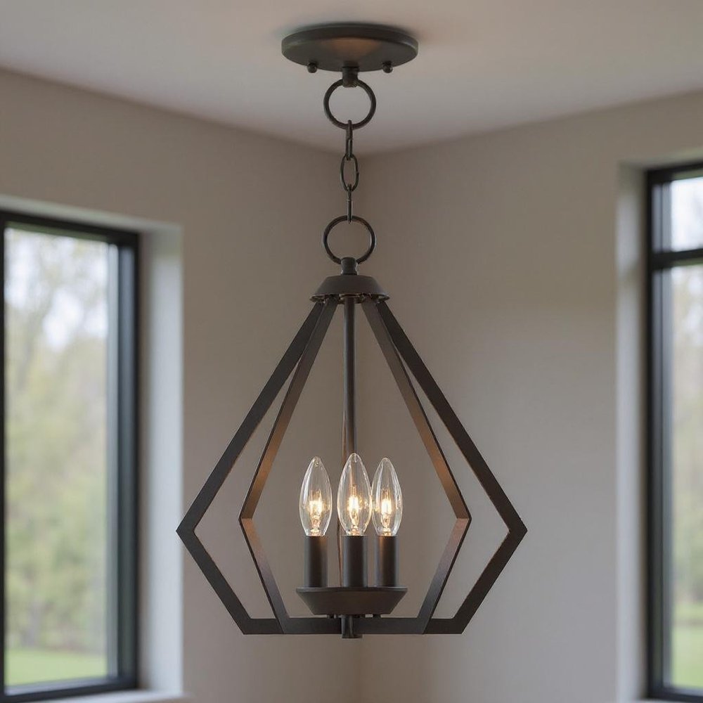 Bronze Three Light Dimmable Chandelier With Shades