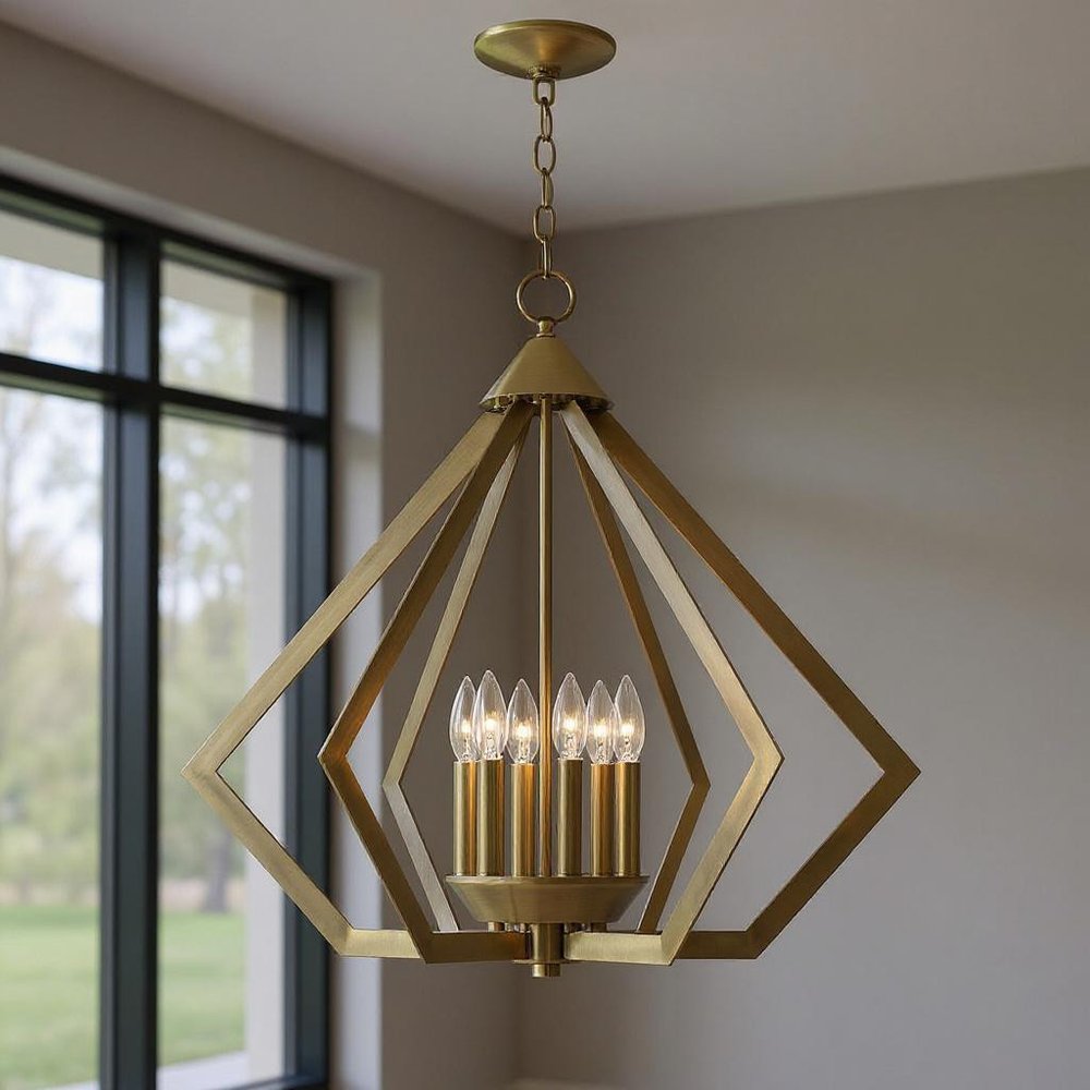 Six Light Dimmable Chandelier With Shades