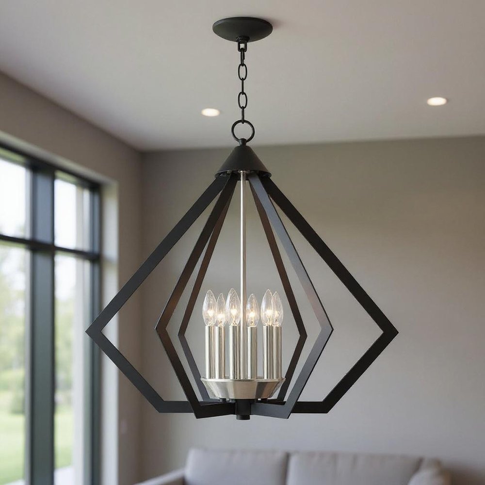 Six Light Dimmable Chandelier With Shades