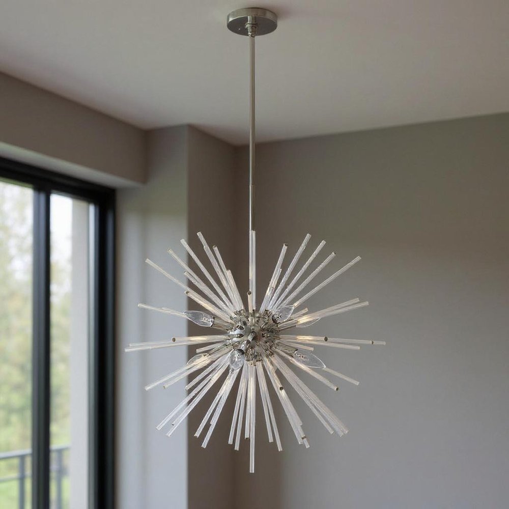Eight Light Dimmable Chandelier With Shades