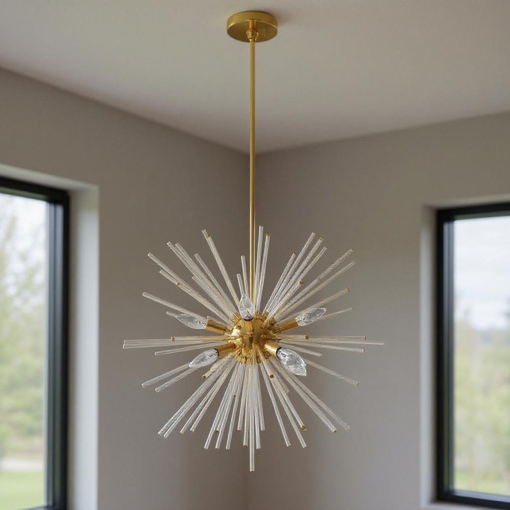 Eight Light Dimmable Chandelier With Shades