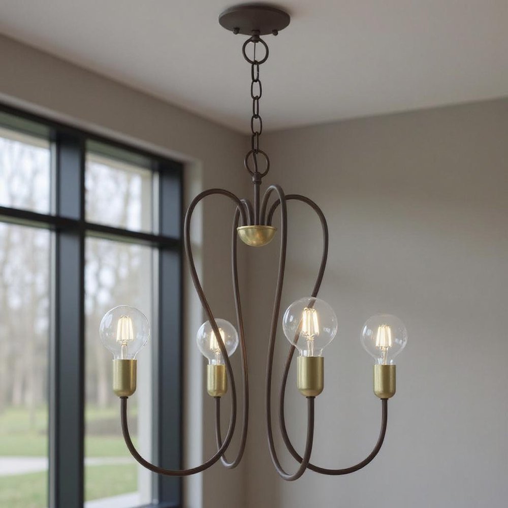 Four Light Dimmable Chandelier With Shades