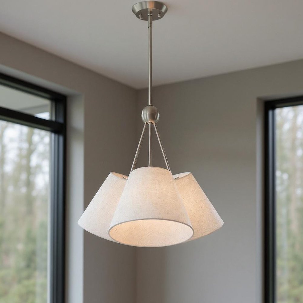 Three Light Dimmable Chandelier With Shades