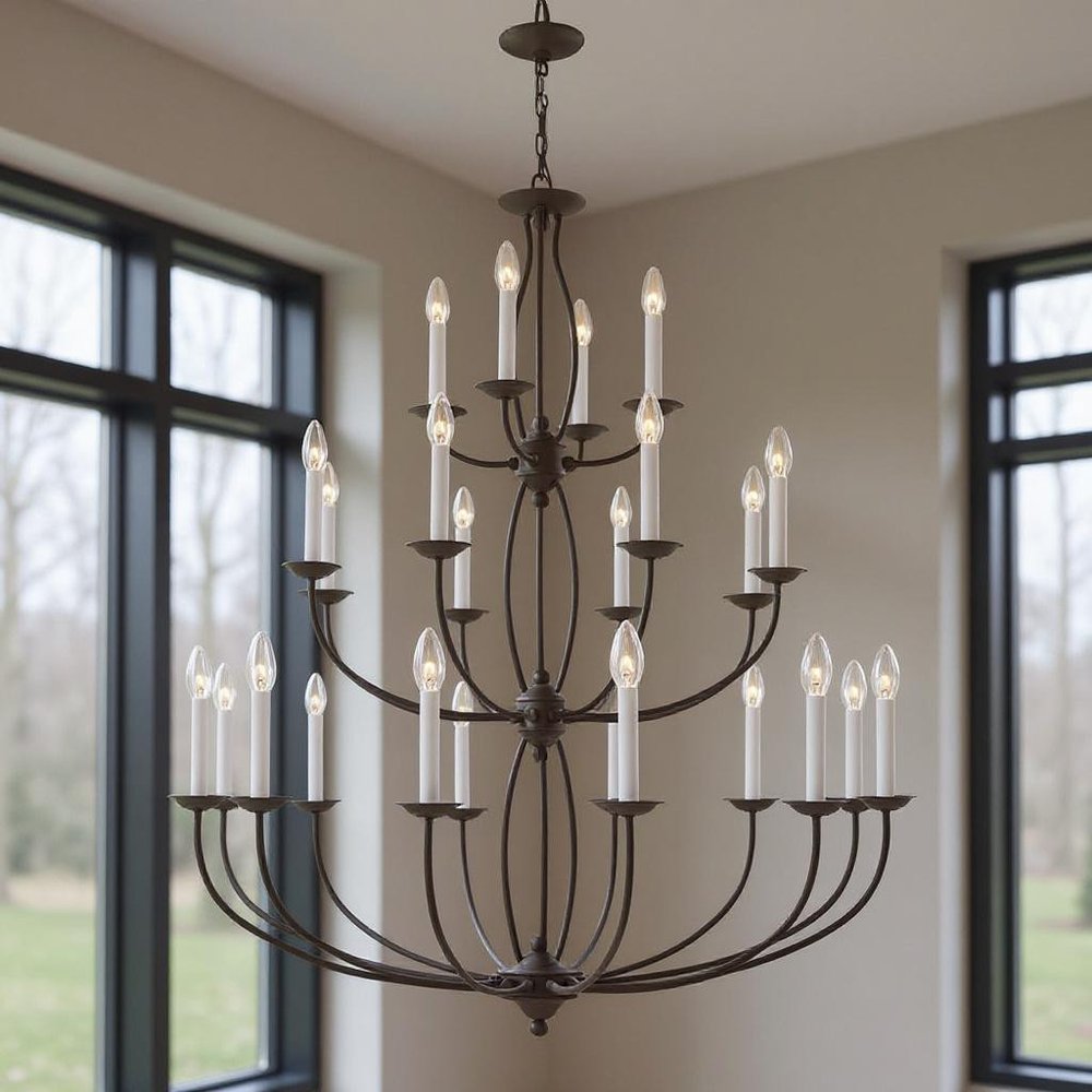 Bronze Multi Light Dimmable Chandelier With Shades