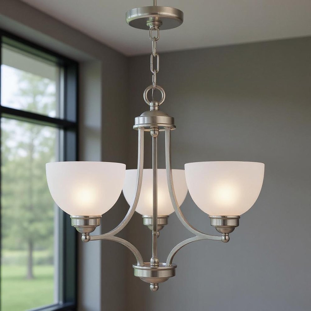 Three Light Dimmable Chandelier With Shades