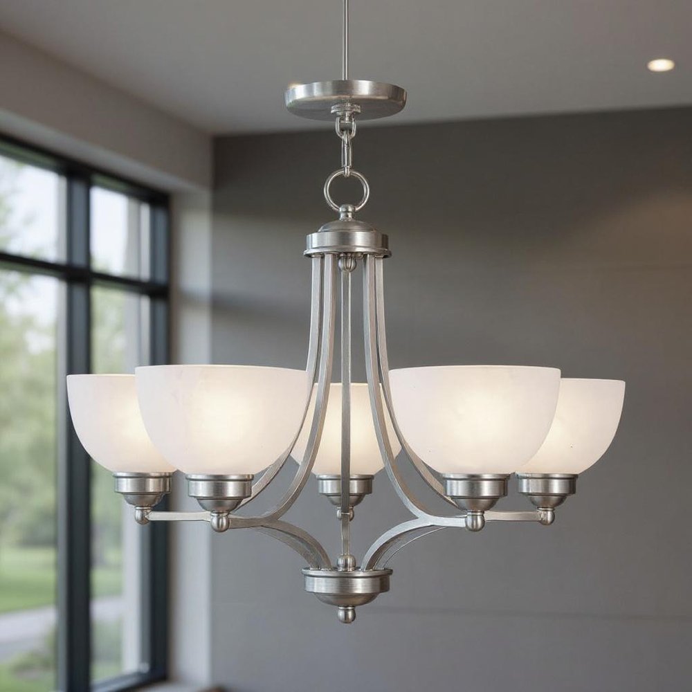 Five Light Dimmable Chandelier With Shades