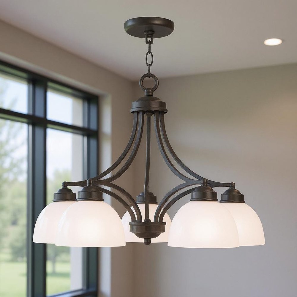 Five Light Dimmable Chandelier With Shades