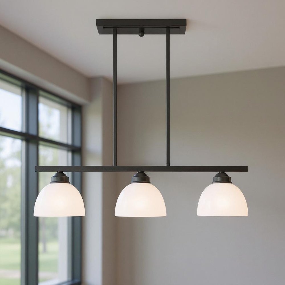 Three Light Dimmable Chandelier With Shades