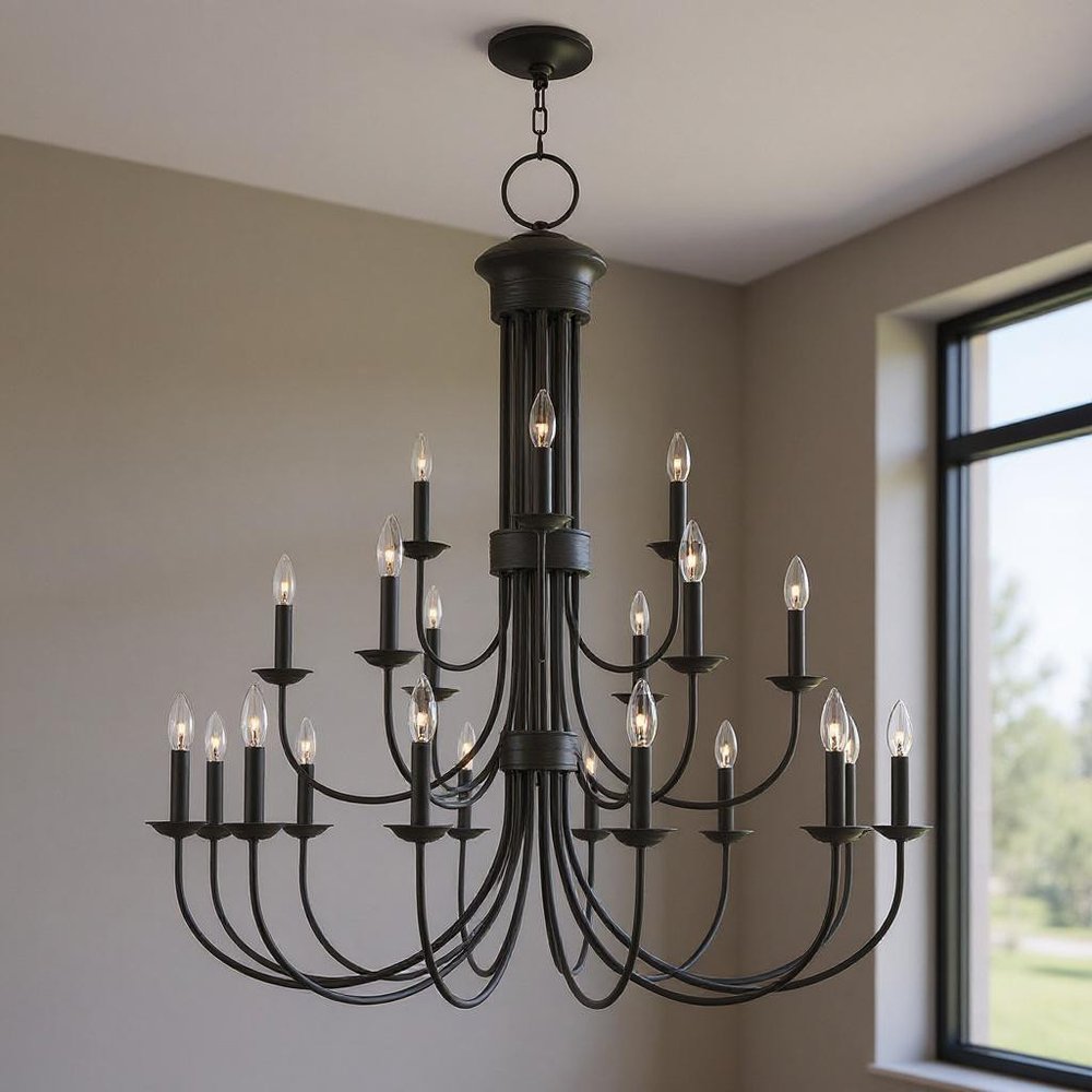 Bronze Multi Light Dimmable Chandelier With Shades