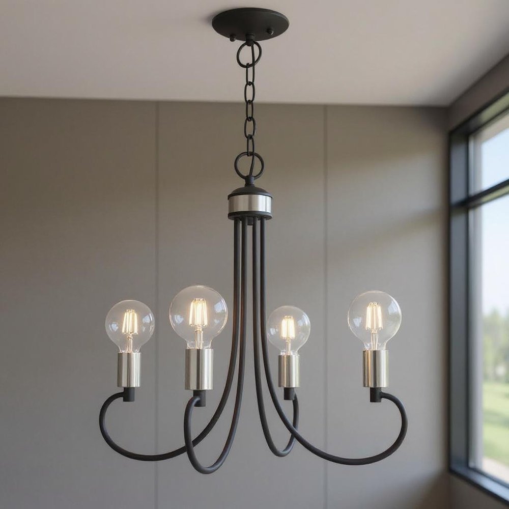 Four Light Dimmable Chandelier With Shades
