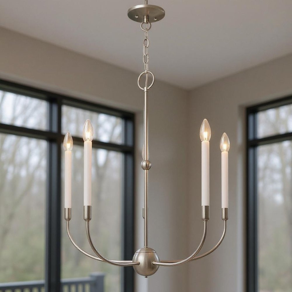 Five Light Dimmable Chandelier With Shades