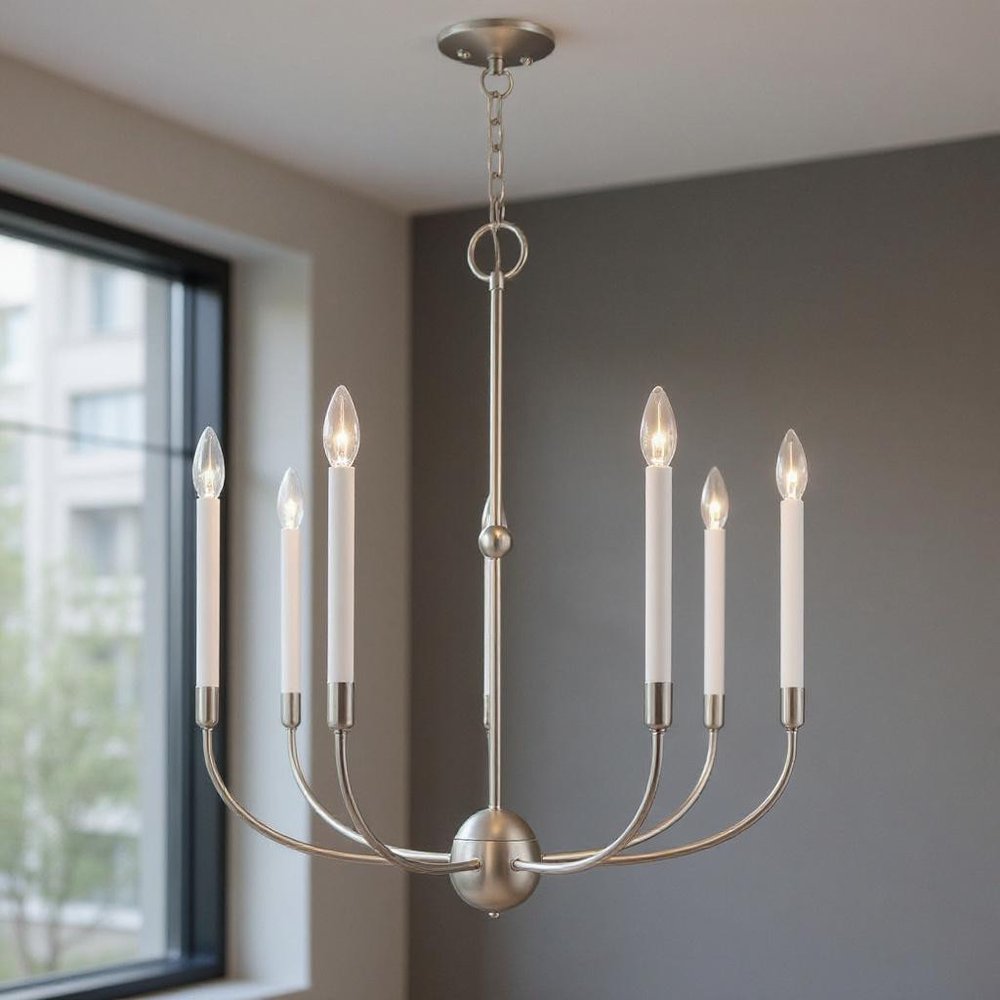Seven Light Dimmable Chandelier With Shades