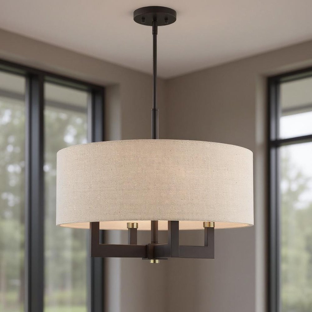 Four Light Dimmable Chandelier With Shades
