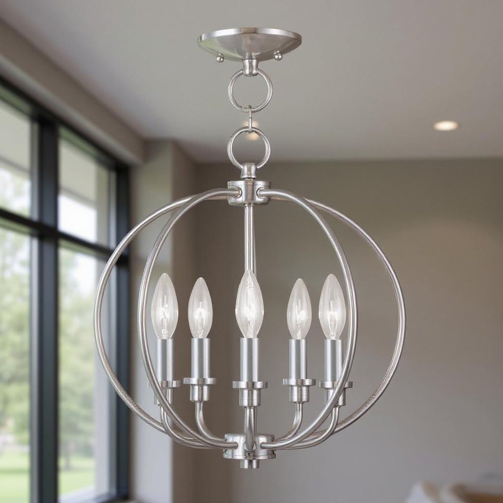 Five Light Dimmable Chandelier With Shades