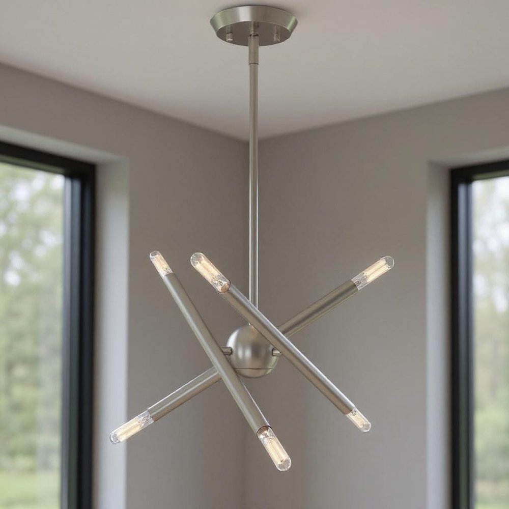 Six Light Dimmable Chandelier With Shades