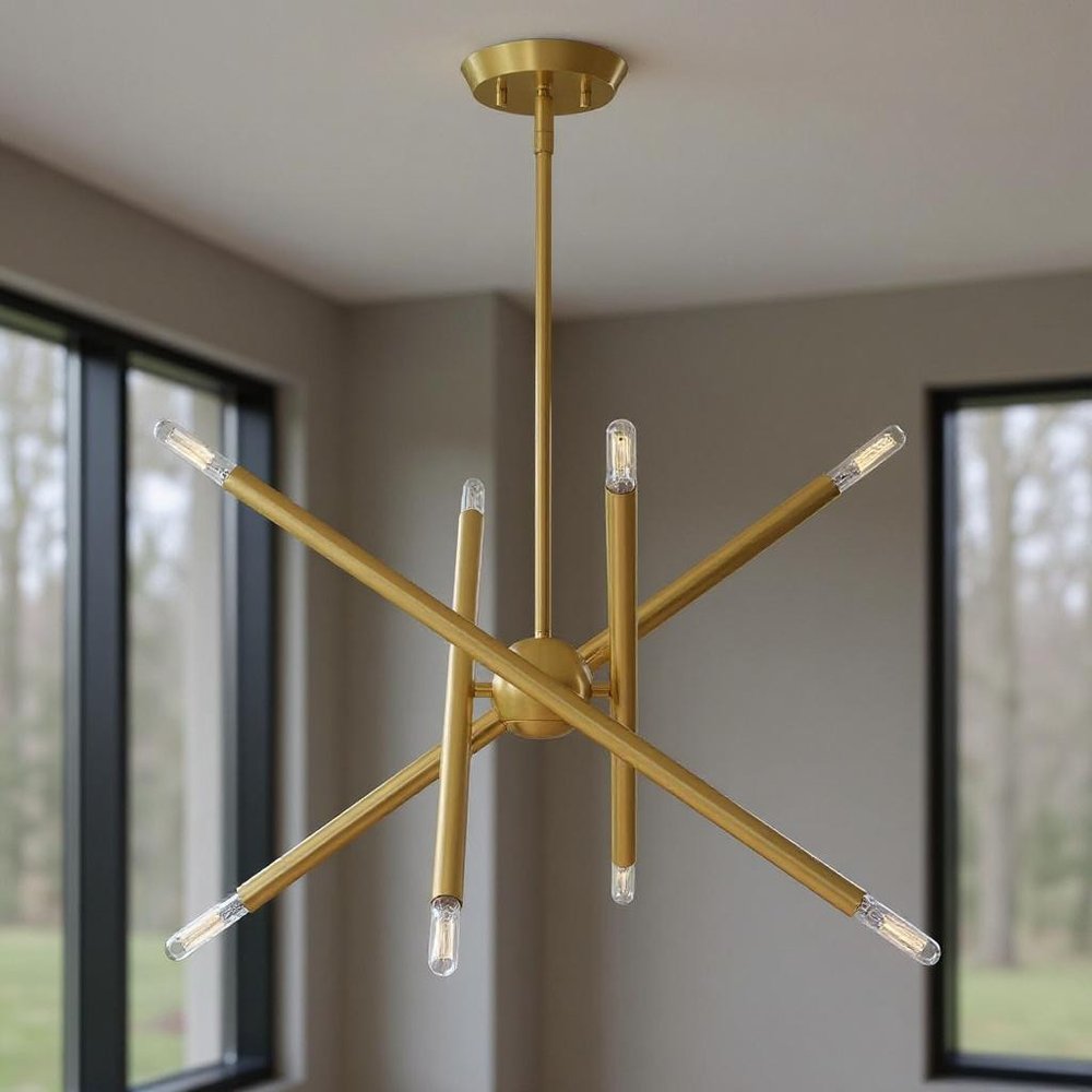 Eight Light Dimmable Chandelier With Shades