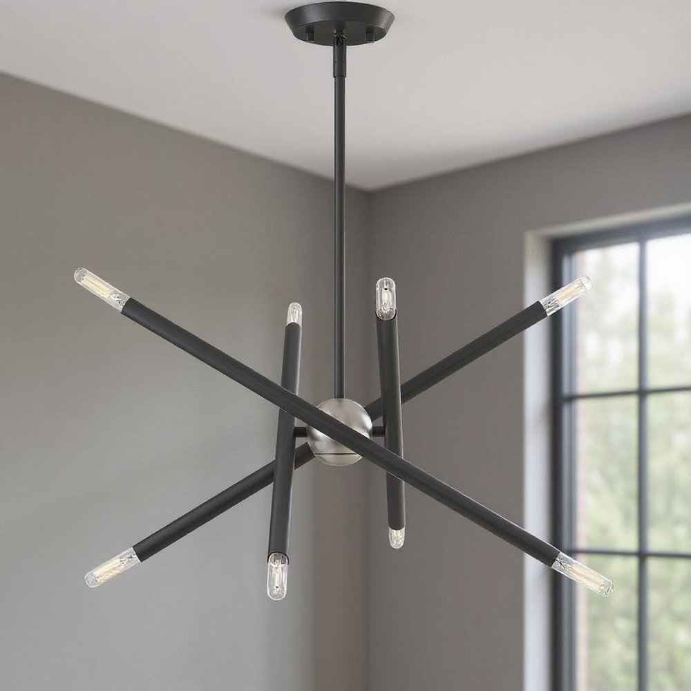 Eight Light Dimmable Chandelier With Shades