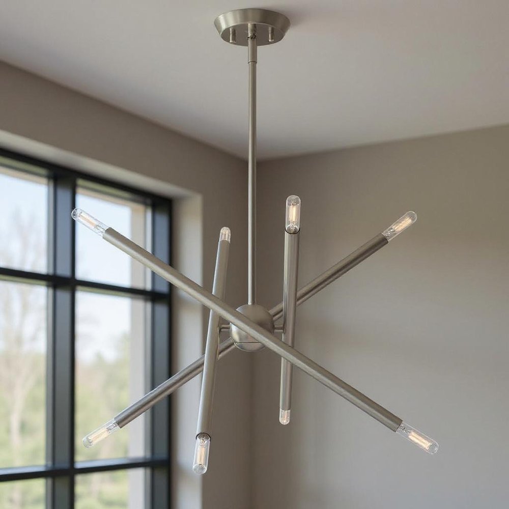 Eight Light Dimmable Chandelier With Shades