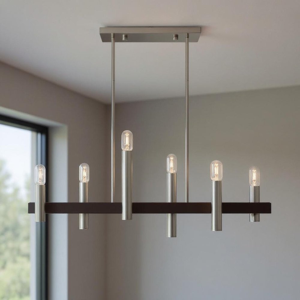 Six Light Dimmable Chandelier With Shades