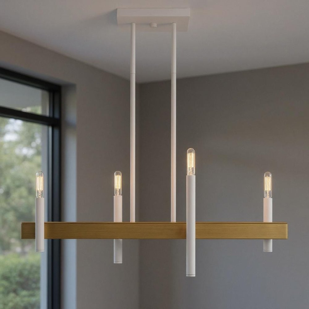 Four Light Dimmable Chandelier With Shades