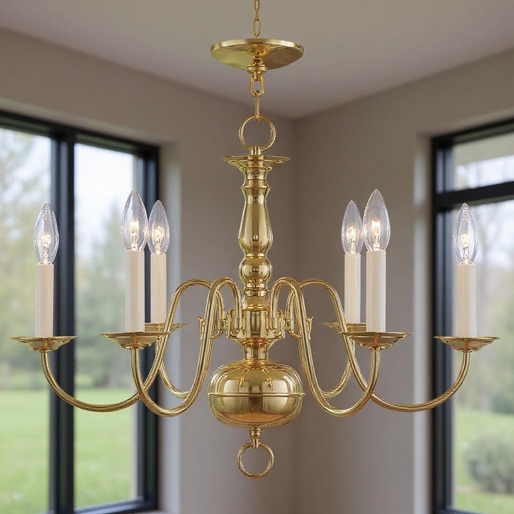 Six Light Dimmable Chandelier With Shades