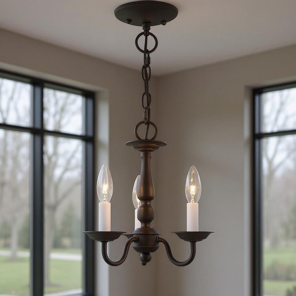 Bronze Three Light Dimmable Chandelier With Shades