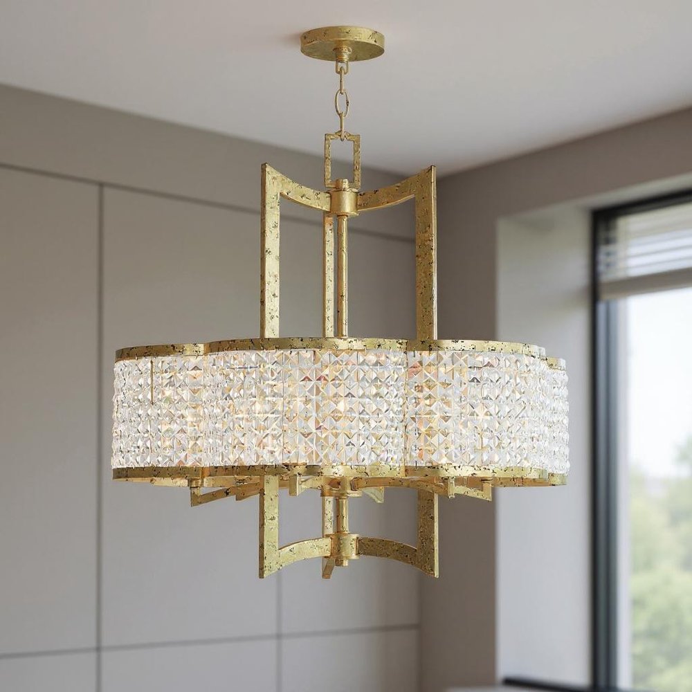 Six Light Dimmable Chandelier With Shades