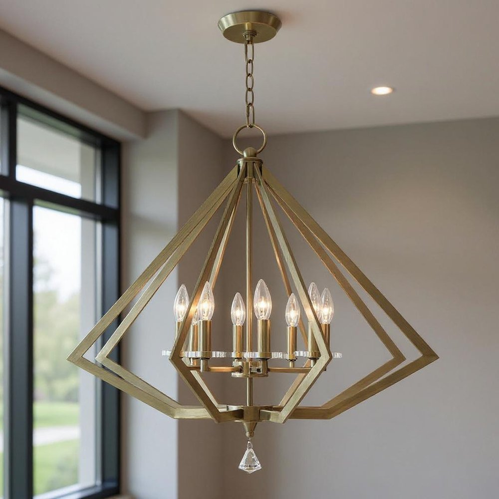 Eight Light Dimmable Chandelier With Shades