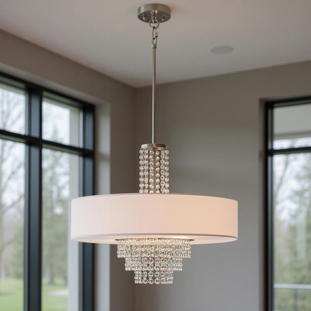 Five Light Dimmable Chandelier With Shades
