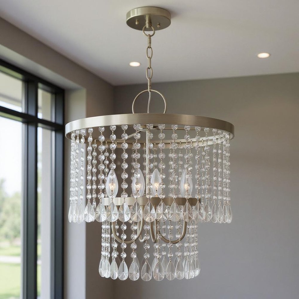 Four Light Dimmable Chandelier With Shades