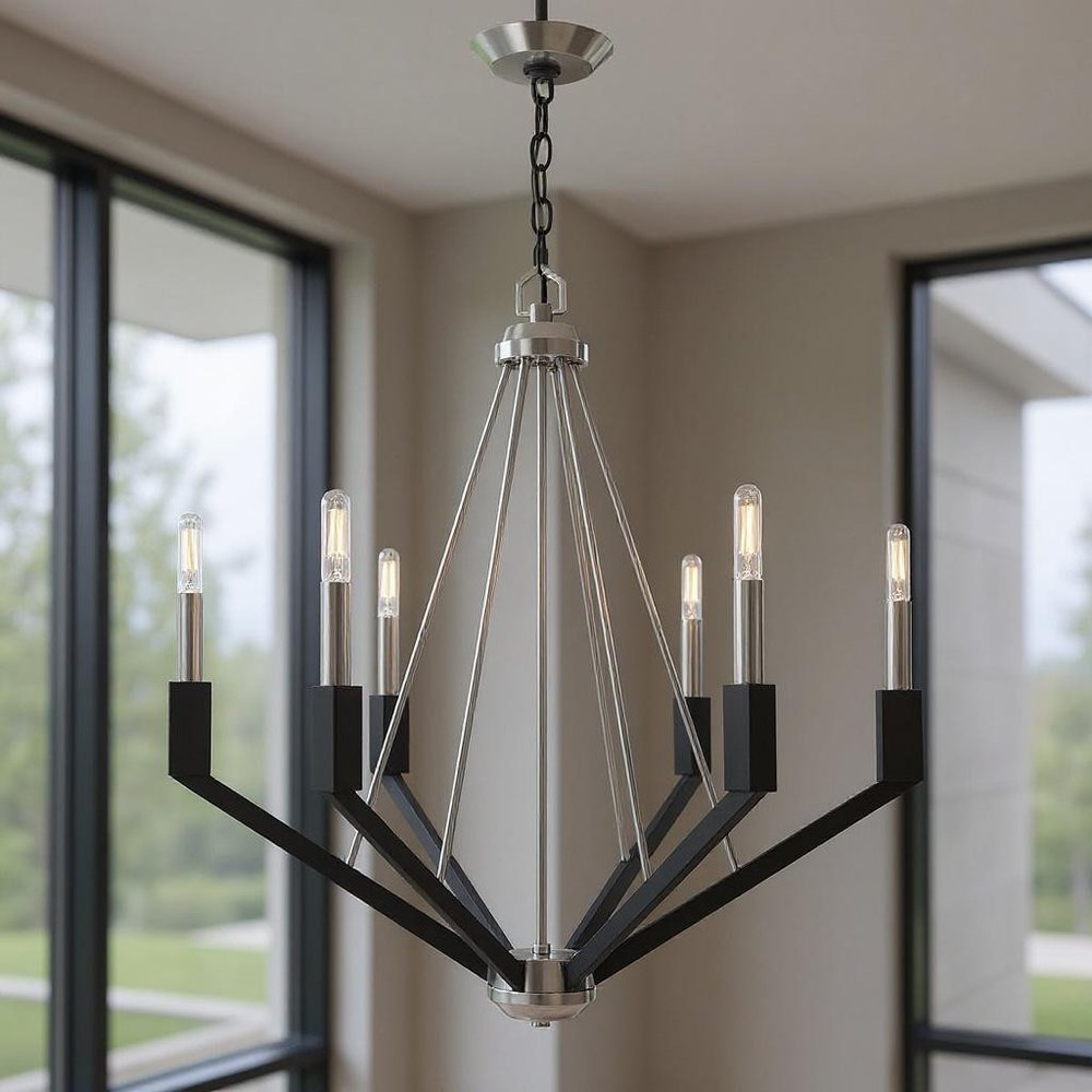 Six Light Dimmable Chandelier With Shades